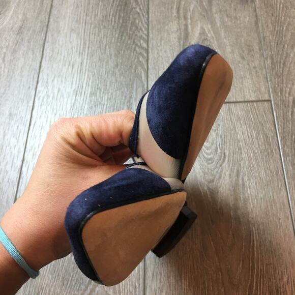 Pancaldi for Diane B. Navy Suede & Mesh Pointed Toe Flats Size 39 1/2 - Picture 7 of 10